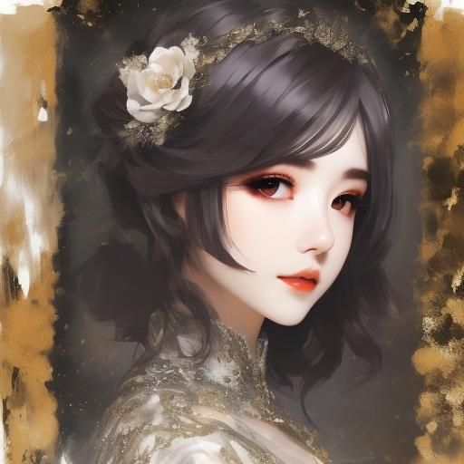 Floral Bust in Impressionistic Brushstroke Style