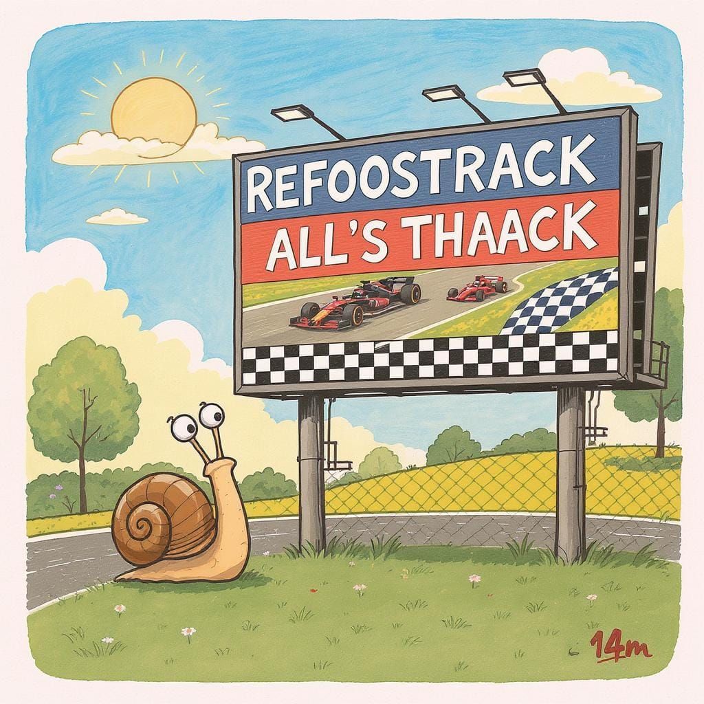 Cartoon Snail and Racetrack Billboard