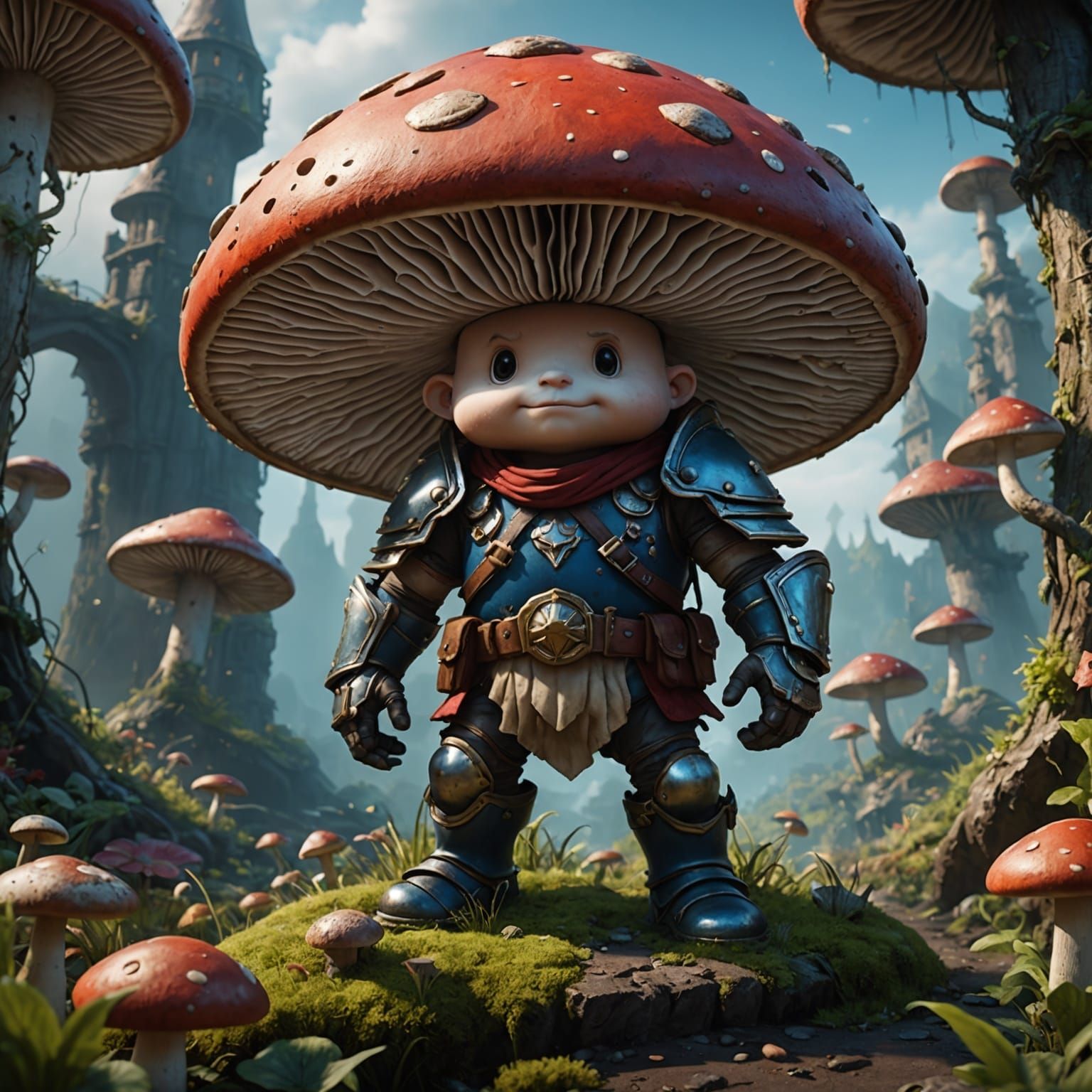Detailed Mushroom Hero Fantasy Concept Art