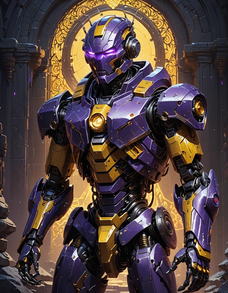 Iron Construct Robot Portrait in Dark Fantasy Style