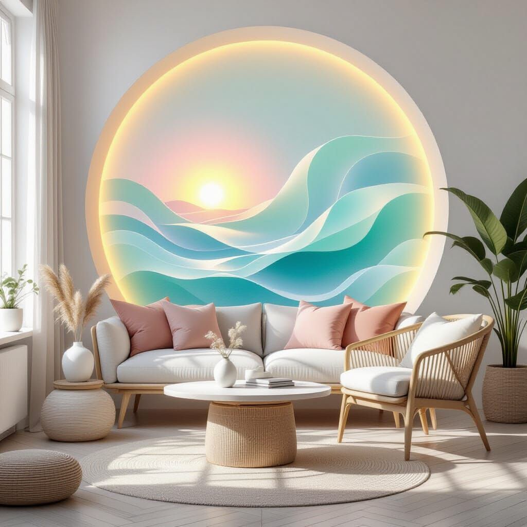 Cozy Zen Nook: Minimalist Painting with 40s Glamour