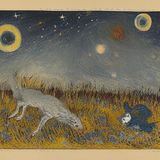 Celestial Vulture Circling Dead Planets: Ensor/Goya Style