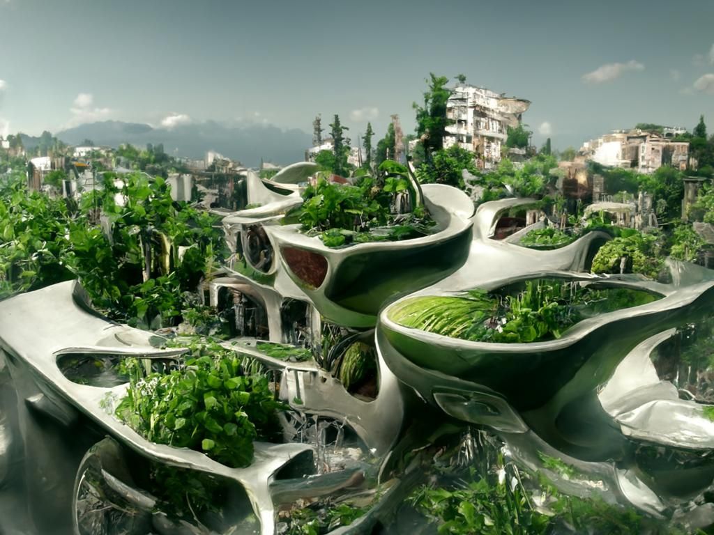 Lush Terraced Forest City: 3D Render