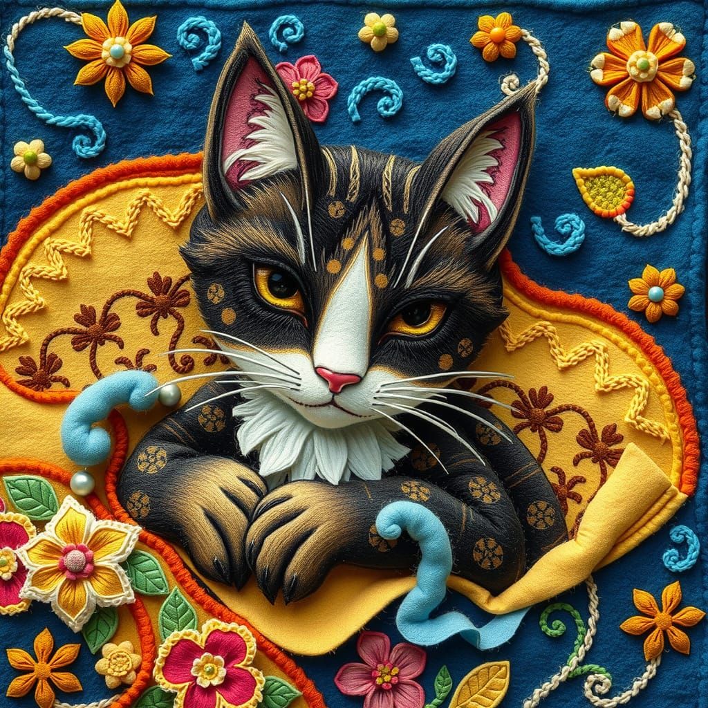 Cat Crafting Felt with Whimsical Details