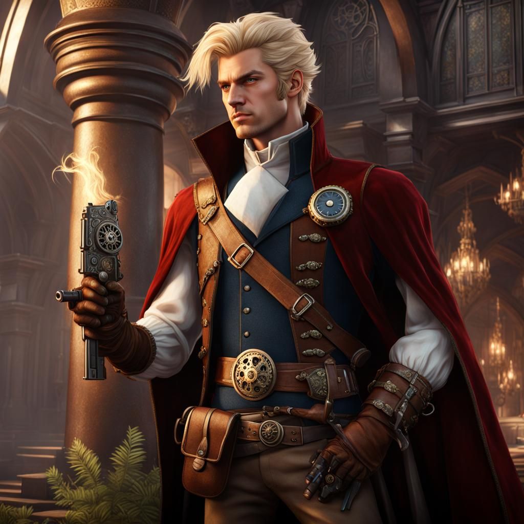 Steampunk Noble with Flintlock Pistol