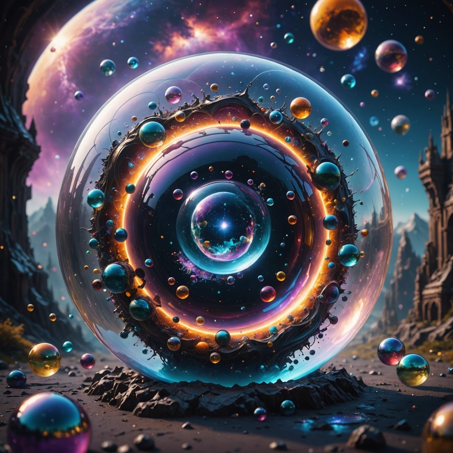 Fantastical Cosmic Bubble in Vibrant Colors