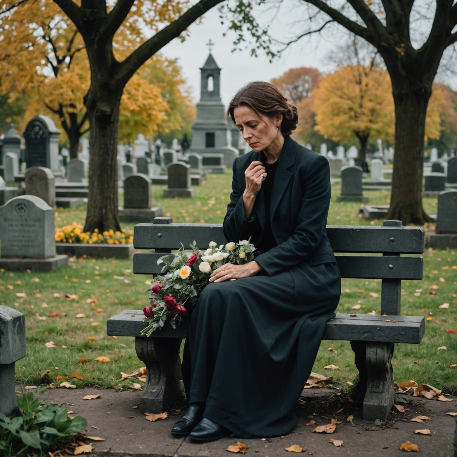 Grieving Woman Mourns Secret Lover in Cemetery