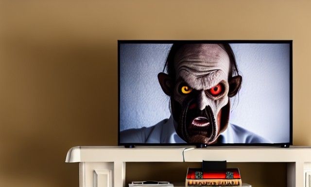 Creepy Man Peering Through TV Screen