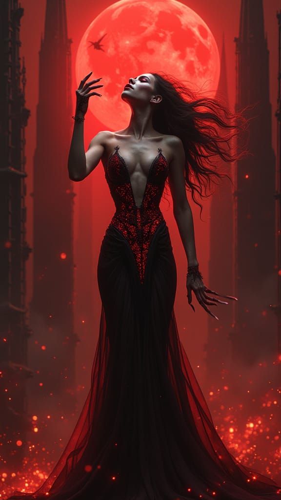 Vampire Queen Portrait with Hyper-Exaggerated Anatomy