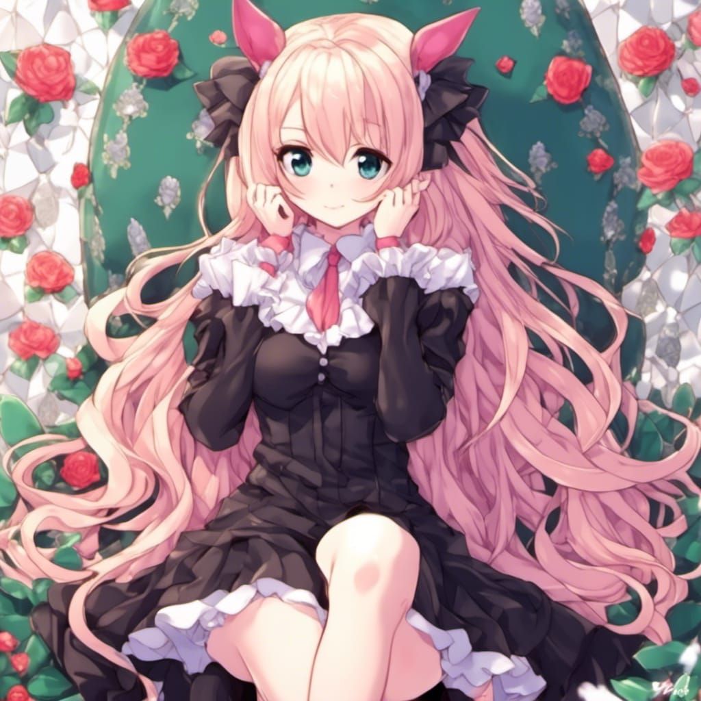 Elegant Anime Girl with Pink Hair
