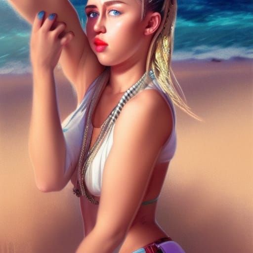 Hyperdetailed Beach Party with Dancing Figures