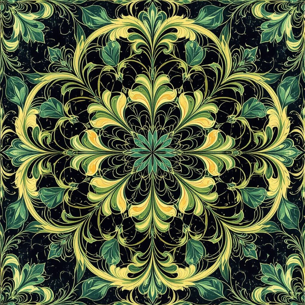 Intricate Kaleidoscope Pattern in Art Nouveau Style