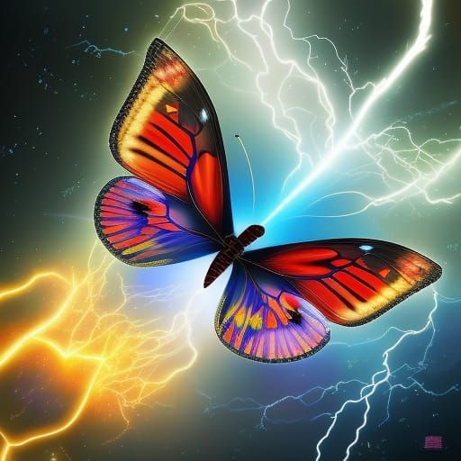 Anime Lightning Butterfly Digital Illustration