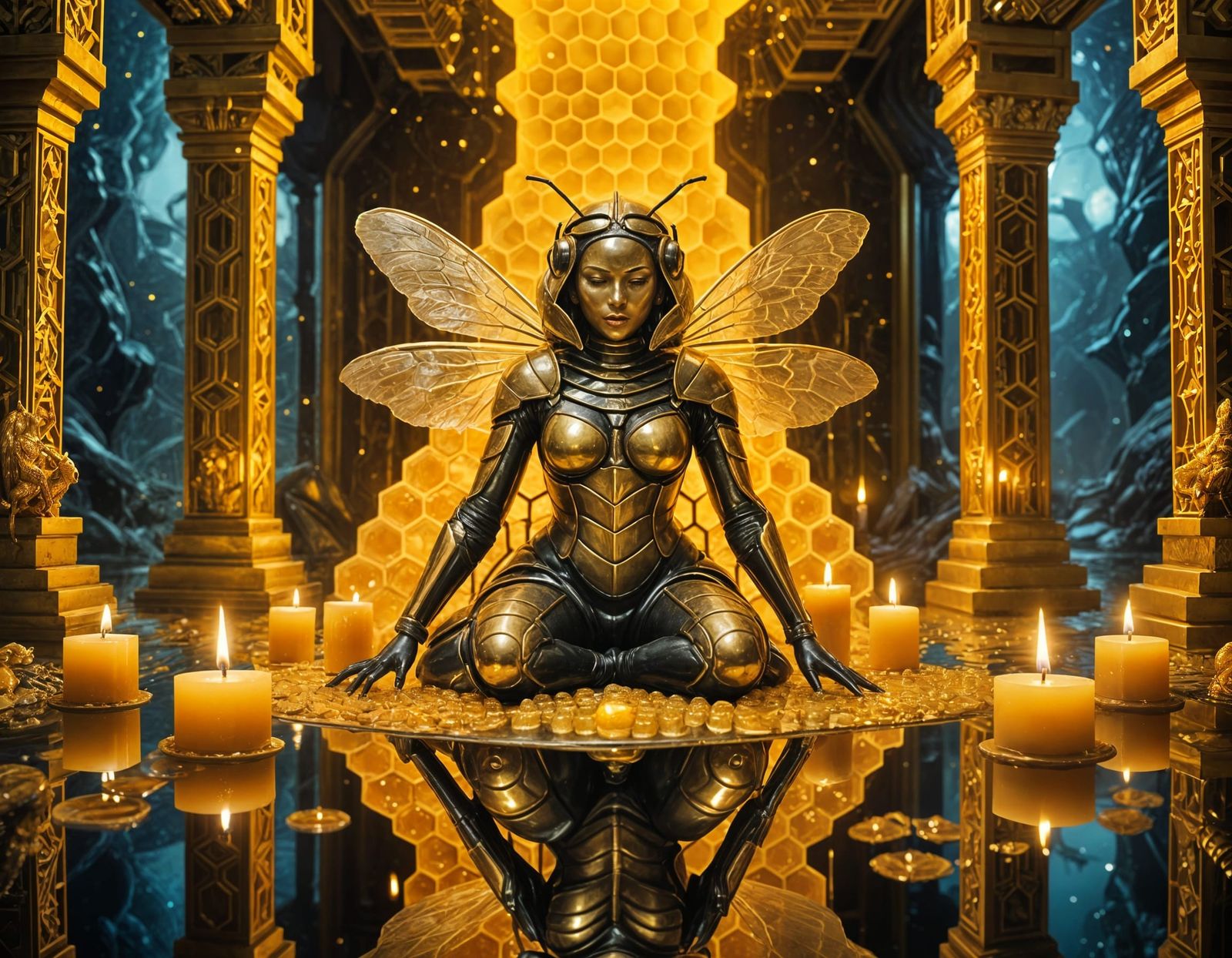 Surreal Honeycomb Goddess Reigns Supreme