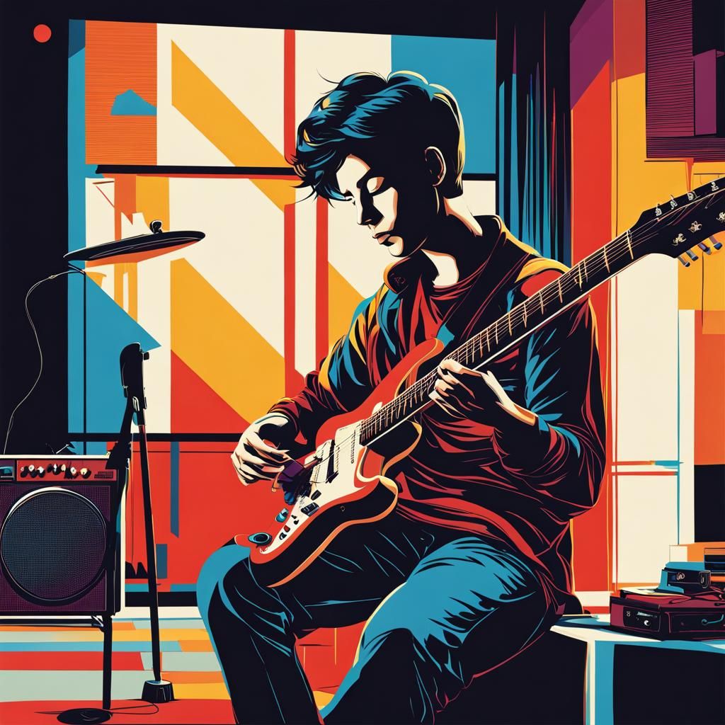 Lonely Boy Plays Guitar: Pop Art Screen Print