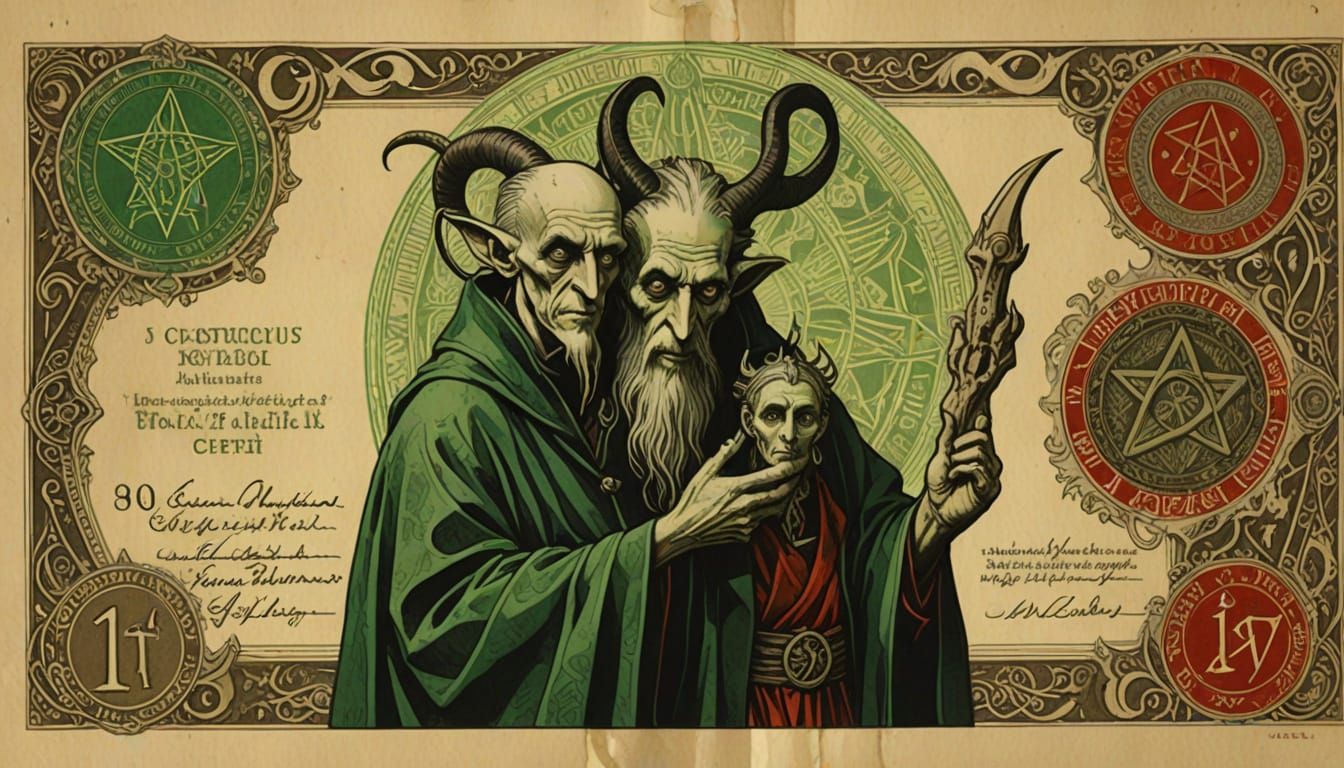 Surreal Banknote with Art Nouveau Influences