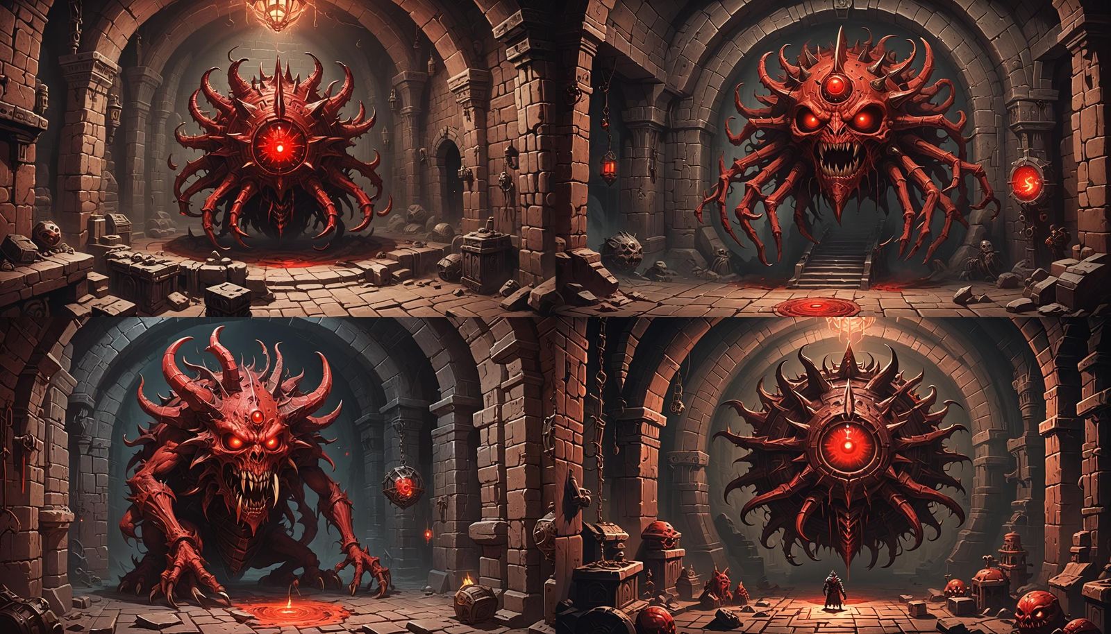 Red Beholder in Diablo-Style Dungeon