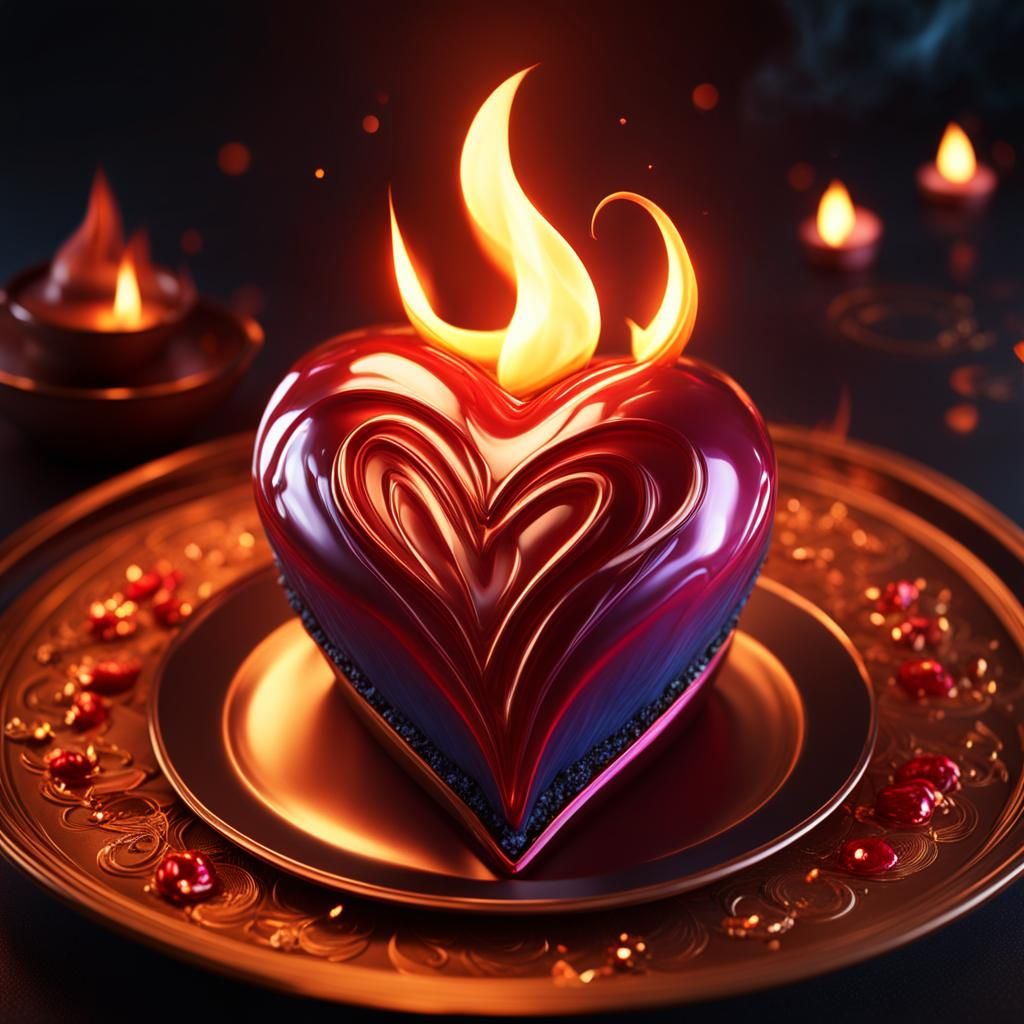 Heart on Fire: Matte Painting Style Dessert Concept