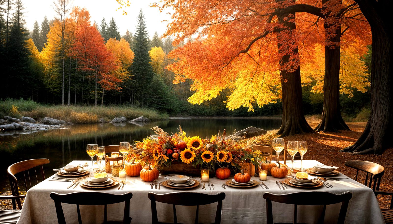 Vibrant Autumn Celebration in Golden Light
