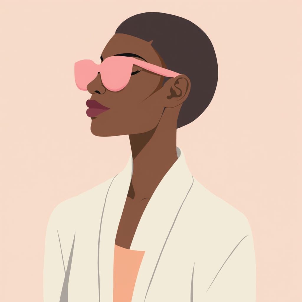 Minimalist Portrait of Woman in Sunglasses, Matisse Style
