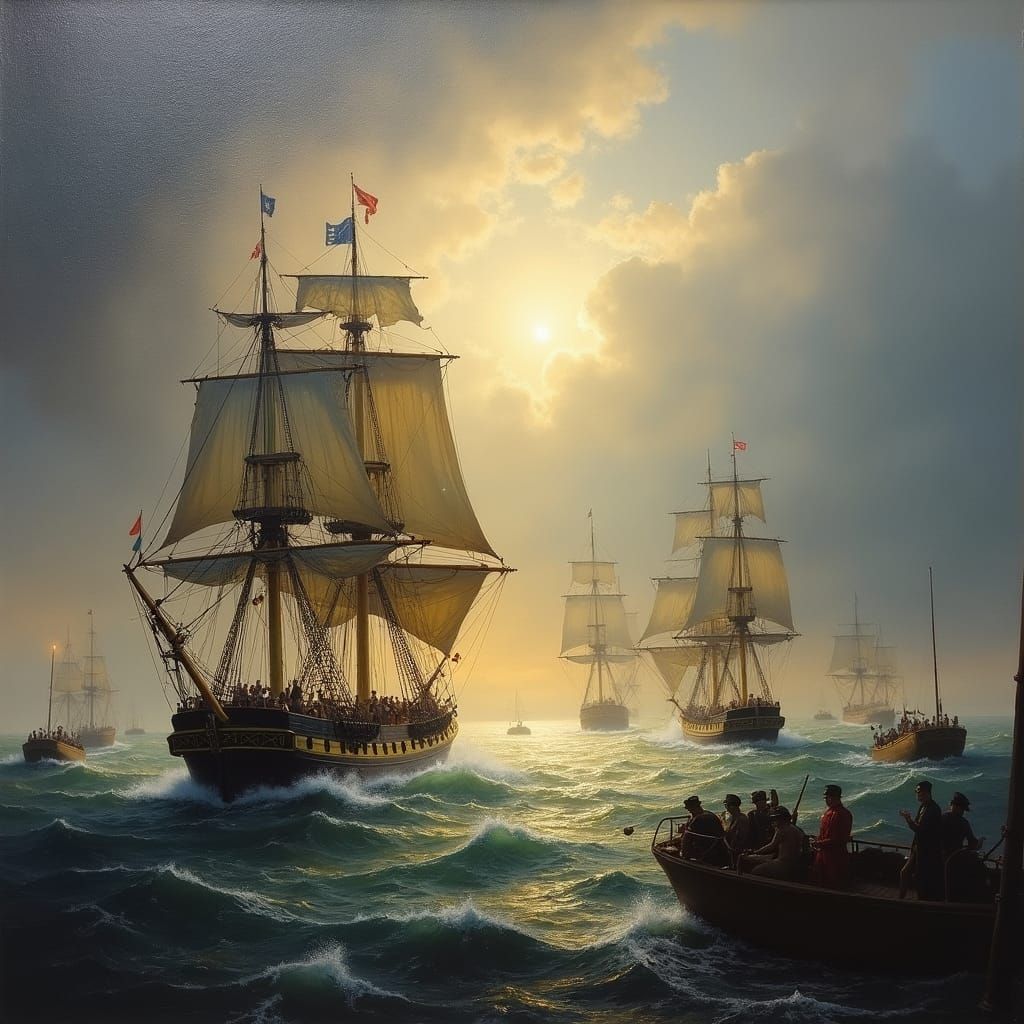 Battle of Trafalgar: Dramatic Oil Painting