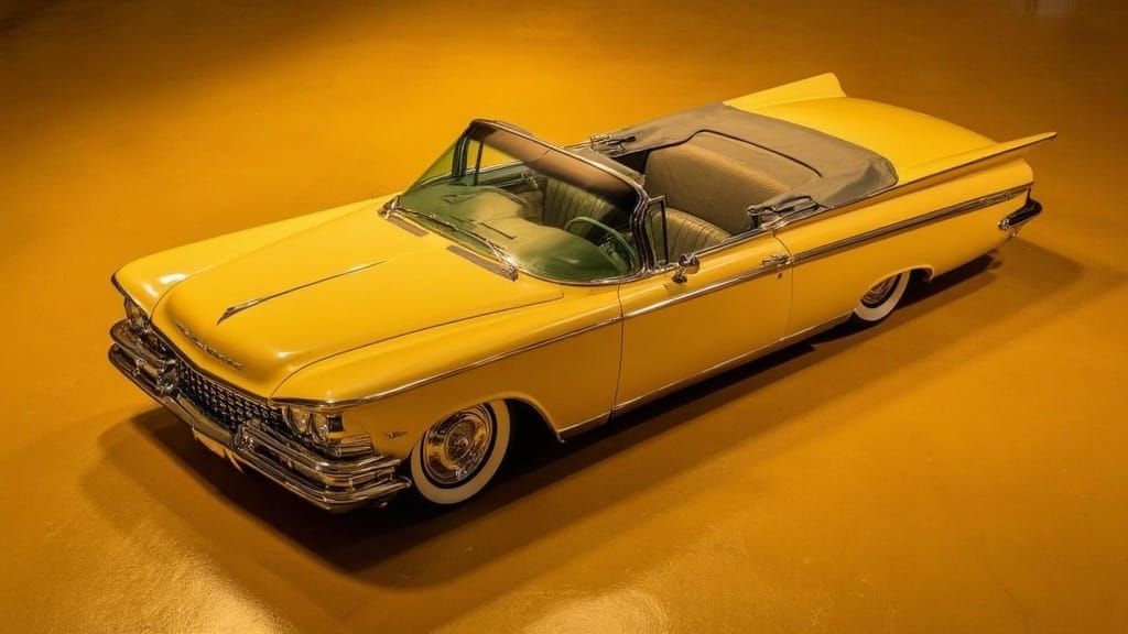 Surreal Yellow 1959 Buick Invicta in Classic Hollywood Elega...