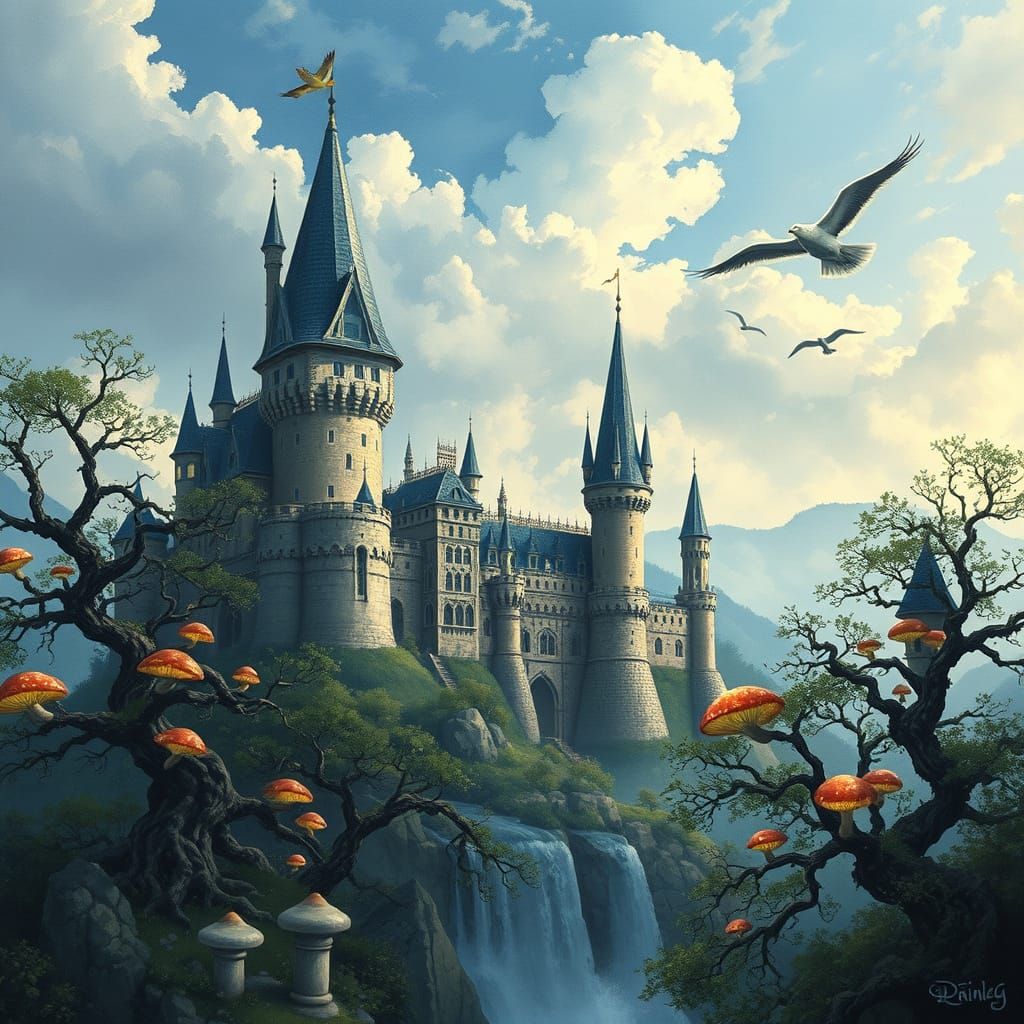 Whimsical Medieval Castles in Dreamlike Landscapes