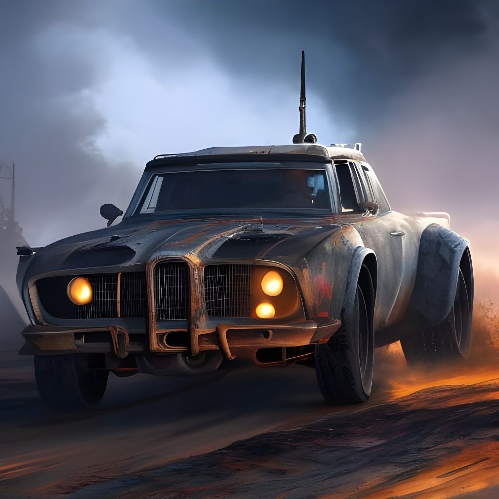 Mad Max Car in Gouache Style Death-Land