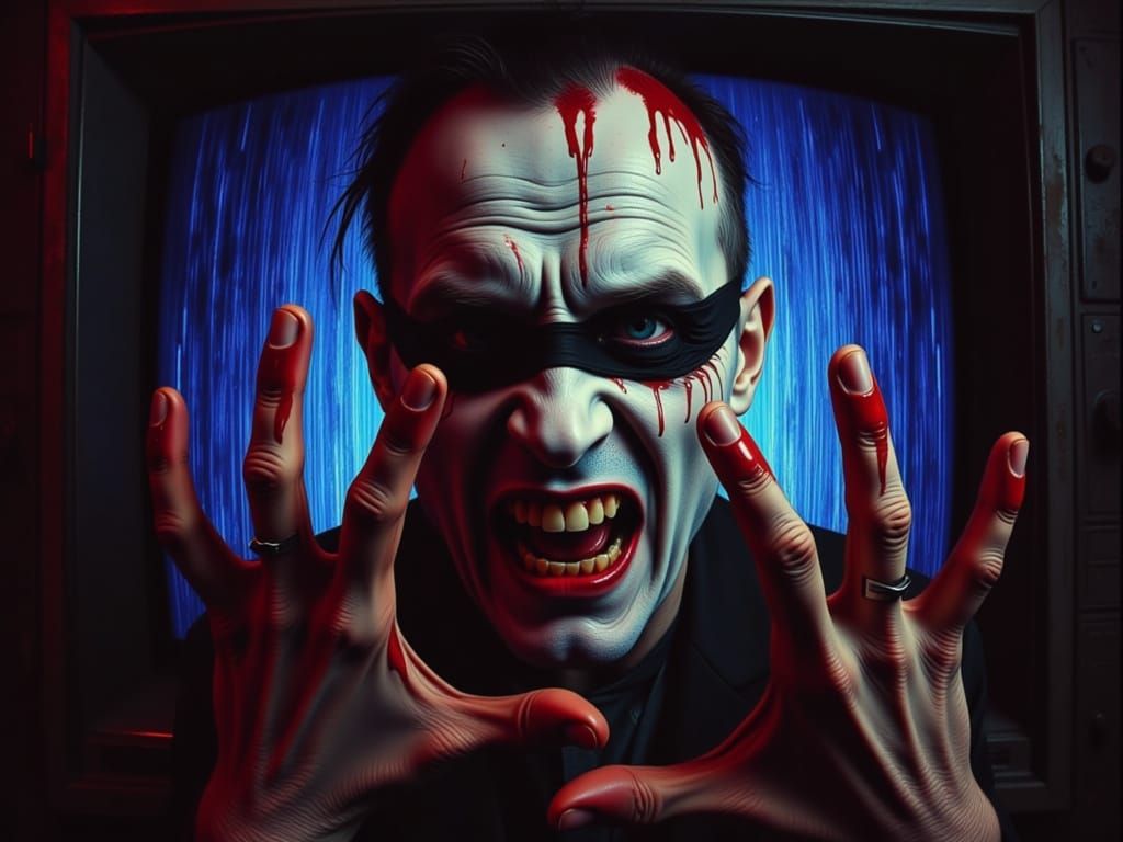 Creepy Melting Man in Analog Horror Style