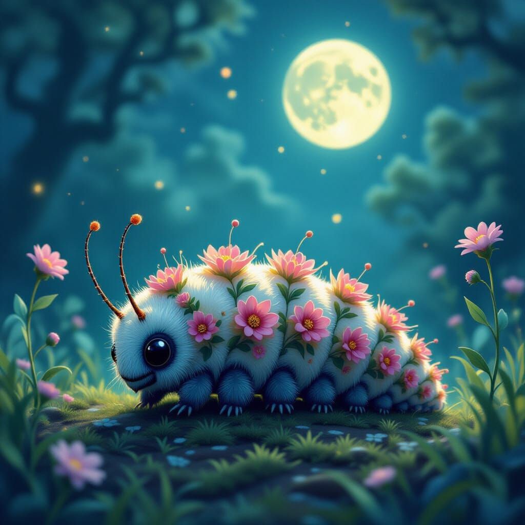 Mystical Floral Spine Creatures in Ethereal Illustration