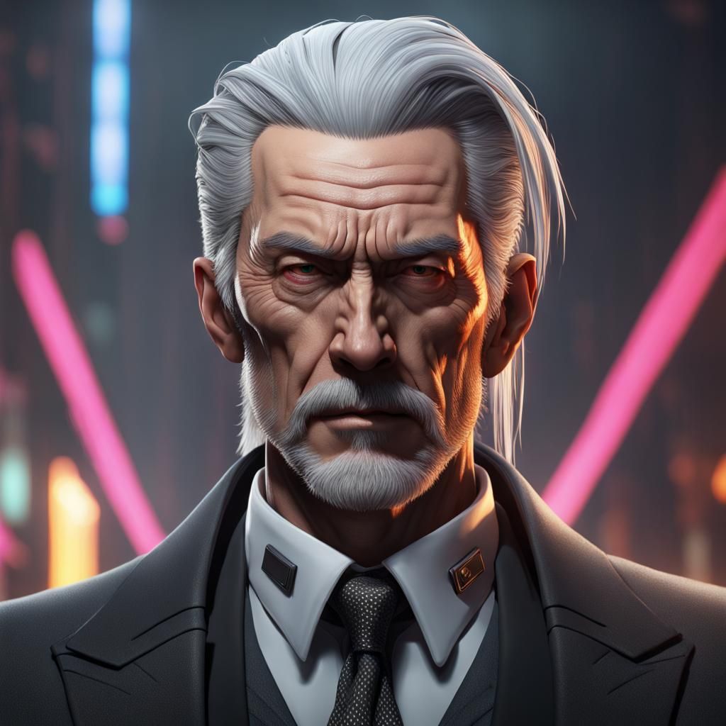 Cyberpunk Assassin Portrait in Corporate Style