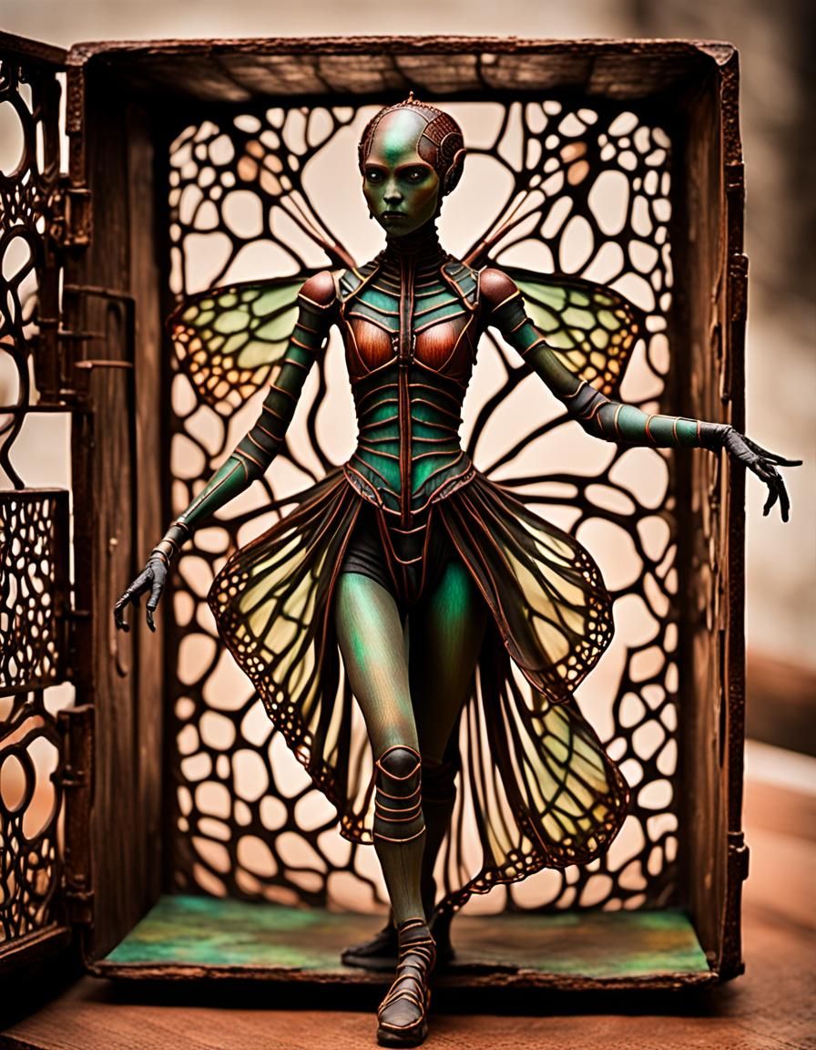 Insectile Dancer Emerges: Giger-Inspired Art