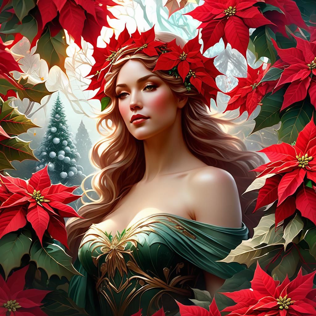 Eve in Eden Poinsettia Art Nouveau Style