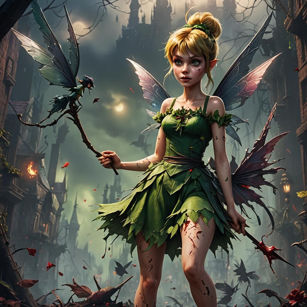 Creepy Yandere Tinkerbell: A Dark Fantasy Portrait