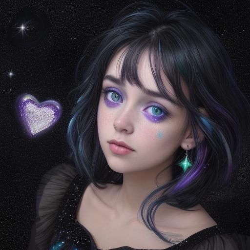 Galactic Heart in Van Gogh Style with Sparkling Lights