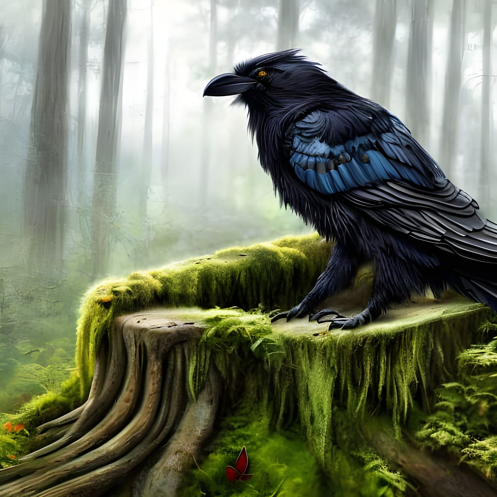 Detailed Fantasy Drawing of a Raven King