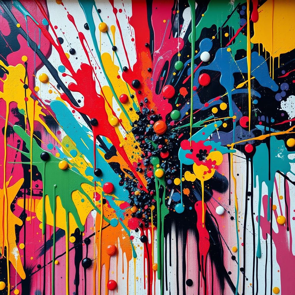 Vibrant Street Art Mural Explosion in Polychromatic Style