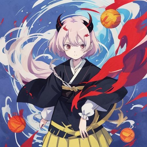 Anime-Style Demon: Japanese Manga Key Visual