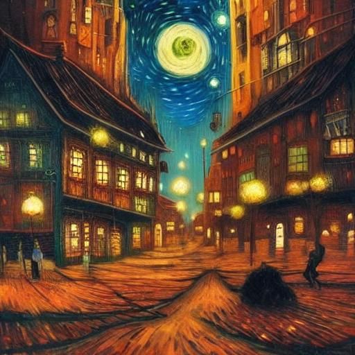 Mythological Moon in Fog: A Dreamy Illustration