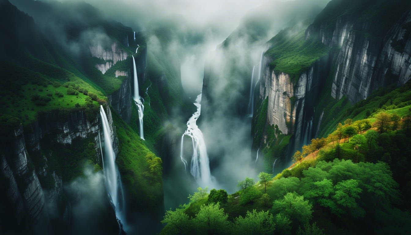 Ethereal Valley: A Cinematic Landscape Painting