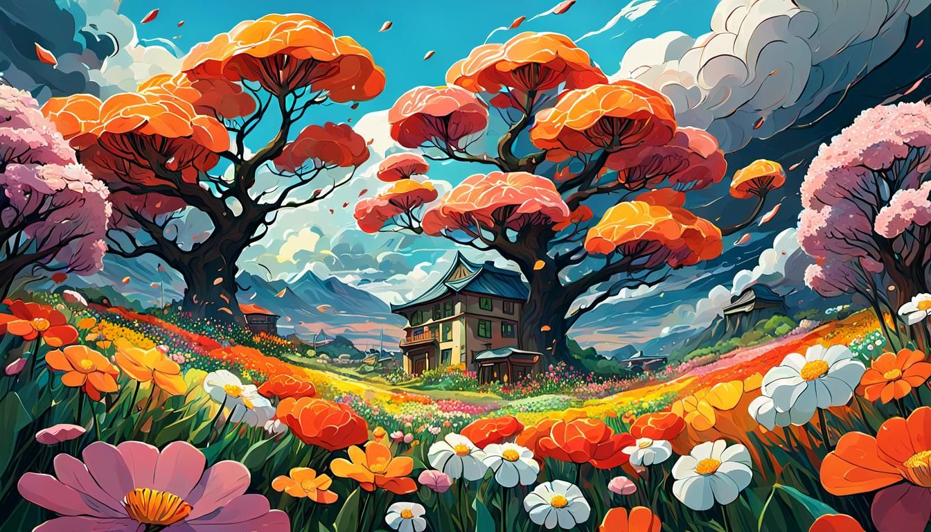 Cosmic Spring Awakening in Expressionist Style