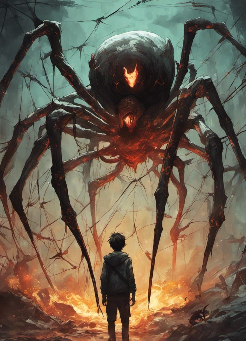 Horrific Anime Spider Webbing Man: Detailed 8K