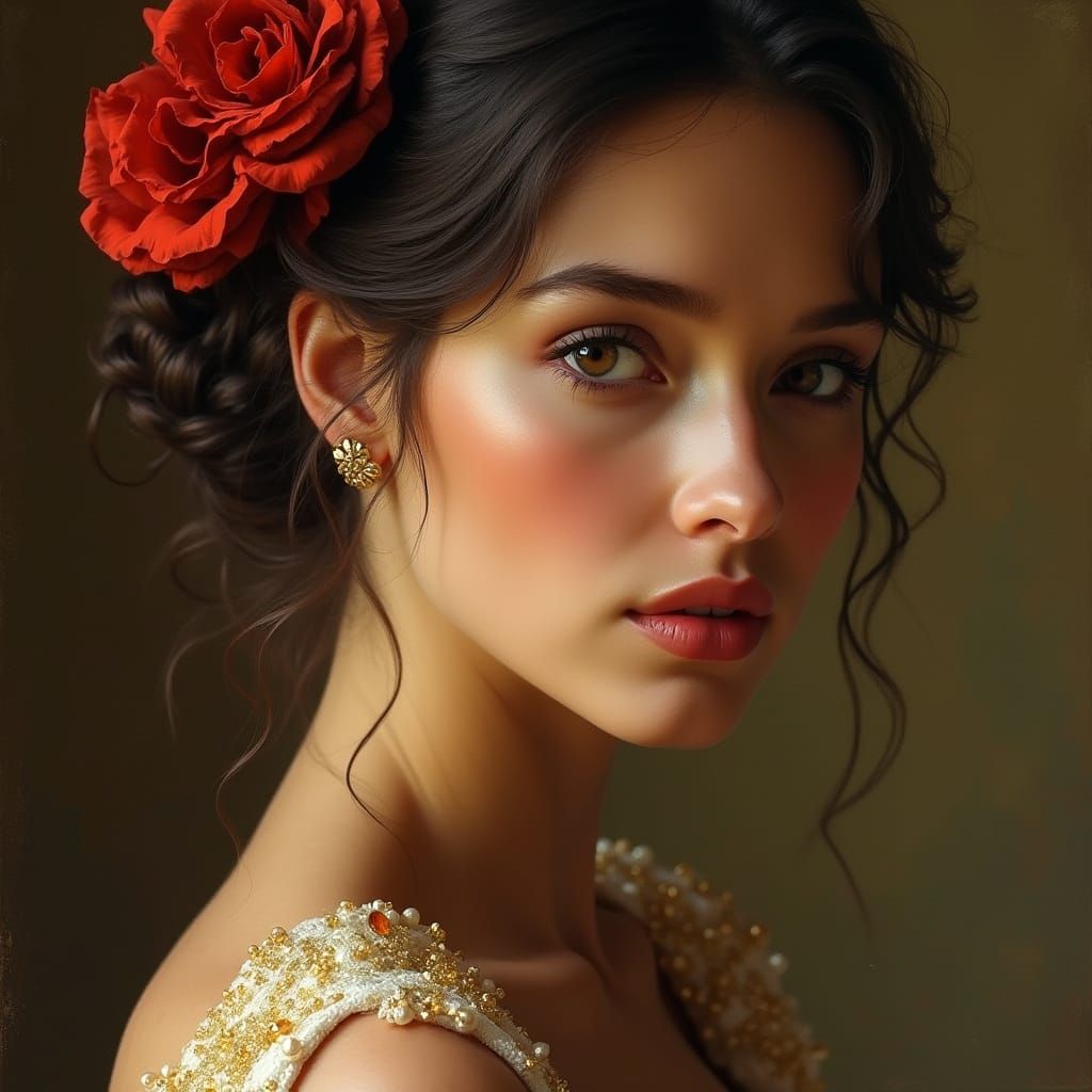 Elegant Woman Portrait in Rembrandt Lighting