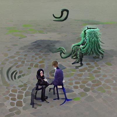 Human Conversing with Eldritch Monster