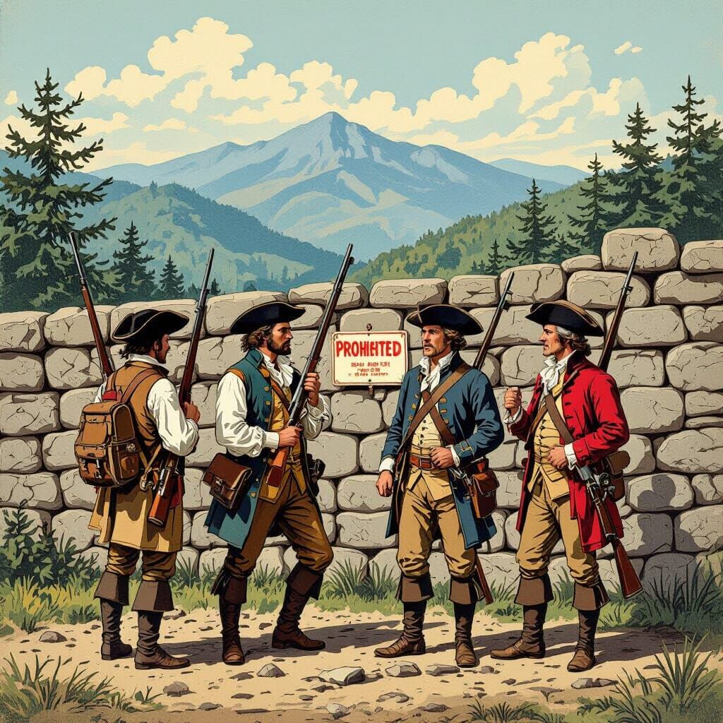 Colonists Blocked from Appalachian Mountains, Satirical Illu...