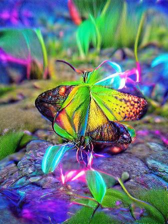 Colorful Hyperrealistic Butterfly Metamorphosis in Neon