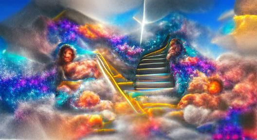 Cosmic Stairway to Heaven: Holographic Mixed Media Art