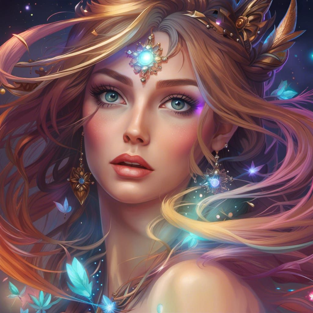 Elf Prince with Galaxy Orb in Fantasy Art Style