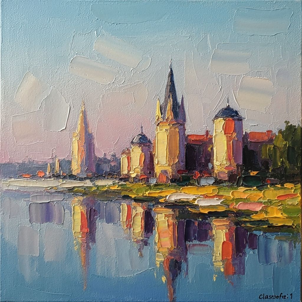 Vibrant Textured Oil Painting in Neo-Impressionist Style