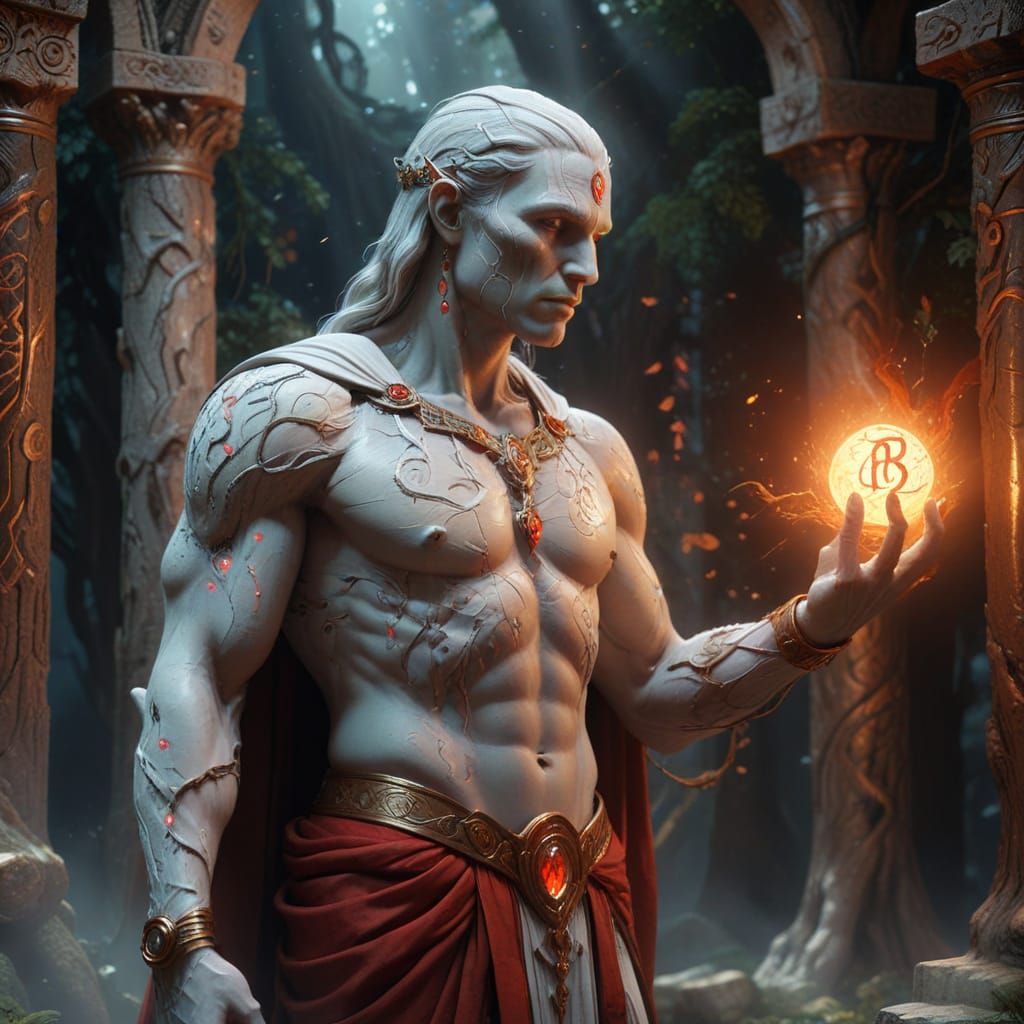 Mystical Tree with Runes, Digital Painting